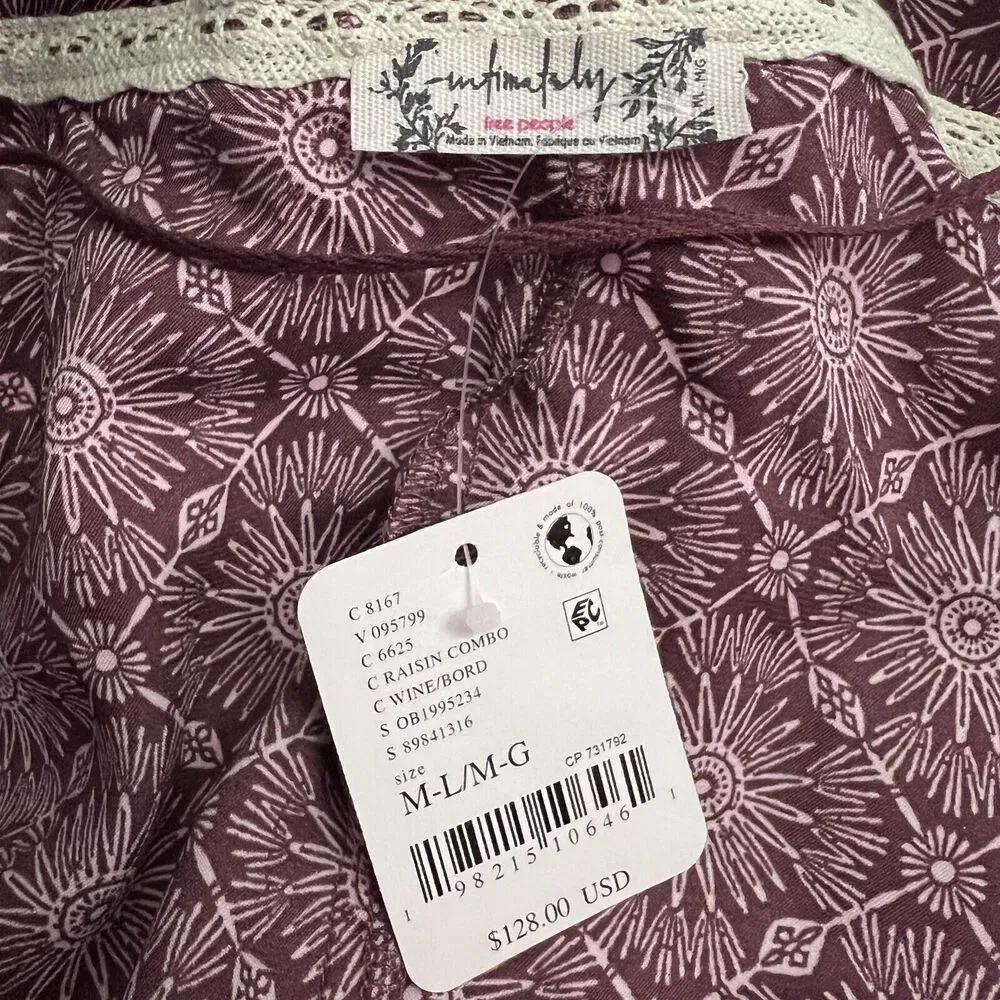 Free People Intimately Oasis House Robe M L Purple Floral Tapestry Boho Chic New